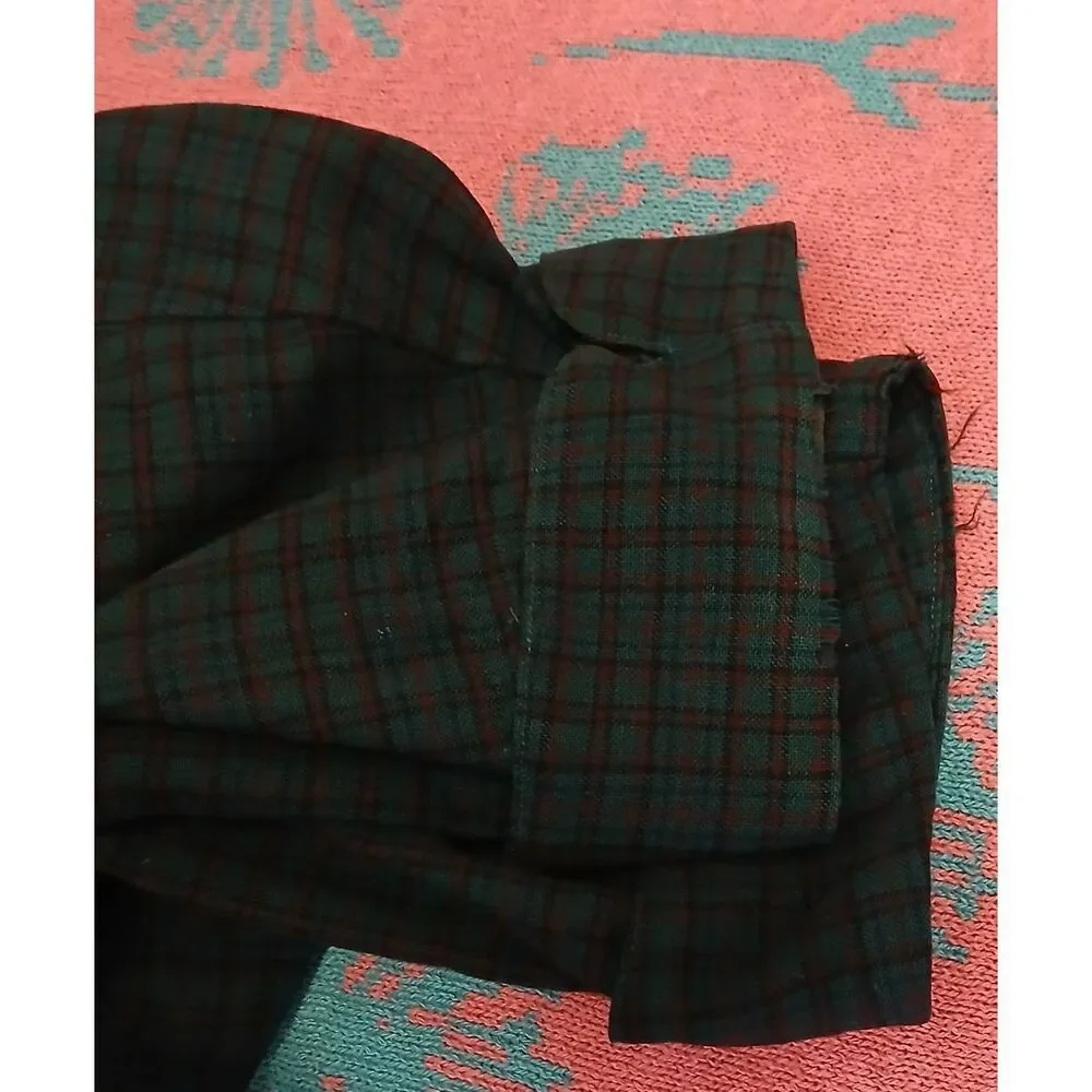 Vintage pendleton mens large long wool robe tartan plaid teal dark green